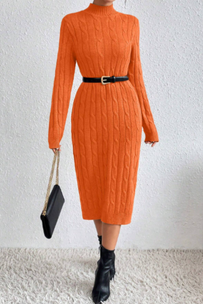 Twisted Texture Long Sweater Dress