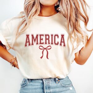 America 4th of July bow shirt
