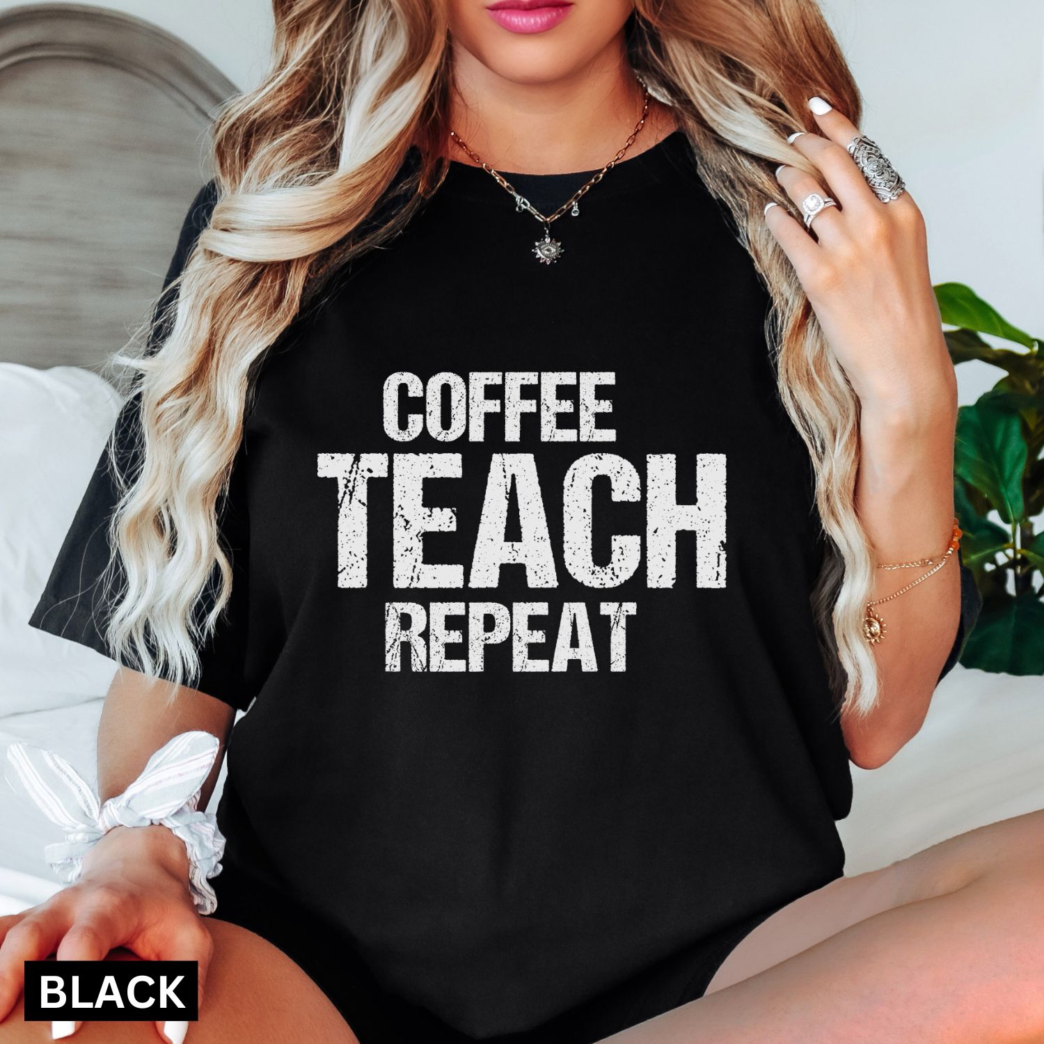 coffee teach repeat unisex t shirt - Image 3