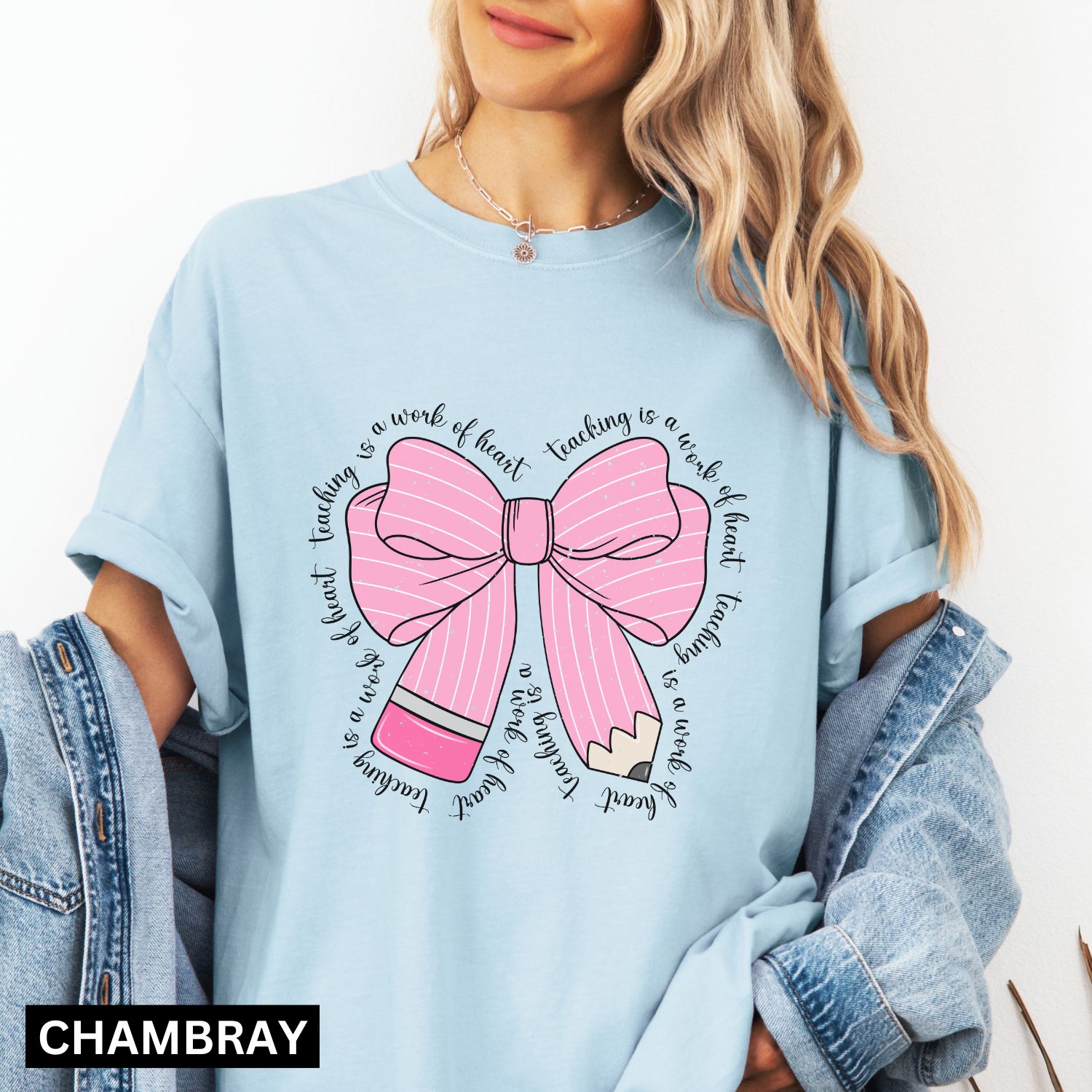 Teaching is a work of heart bow t shirt - Image 6